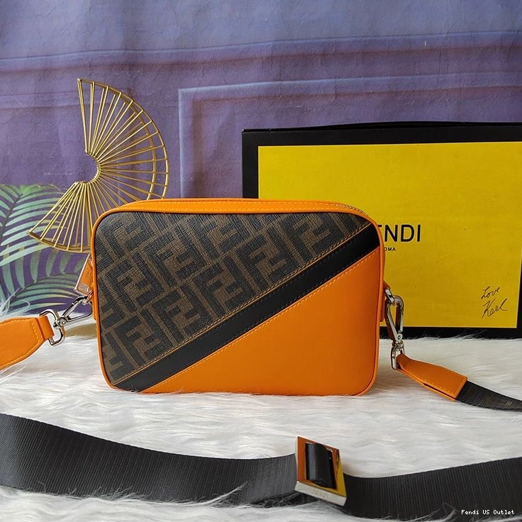 Affordable HOT Orange Fabric Brown Camera In Compact Fendi Motif FF Case 0727